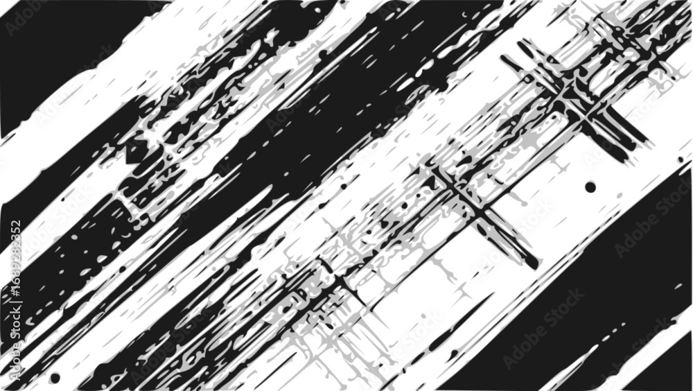 Obraz premium Vector art of black ink brush strokes pattern for design element use