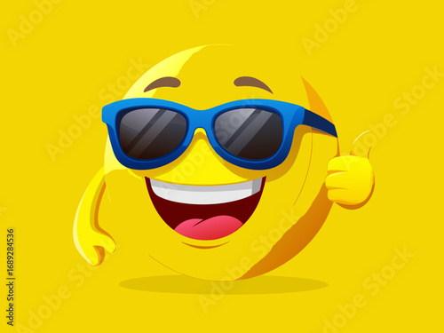 Cool emoji with sunglasses giving a thumbs up