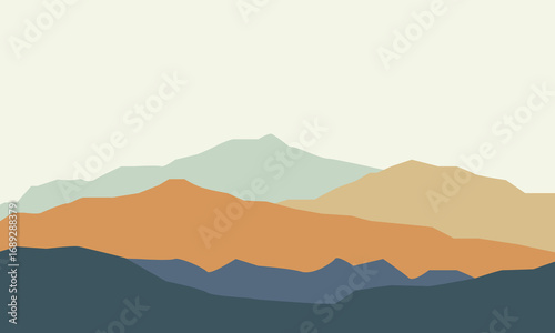 Illustration of a Mountain Panorama in the Morning