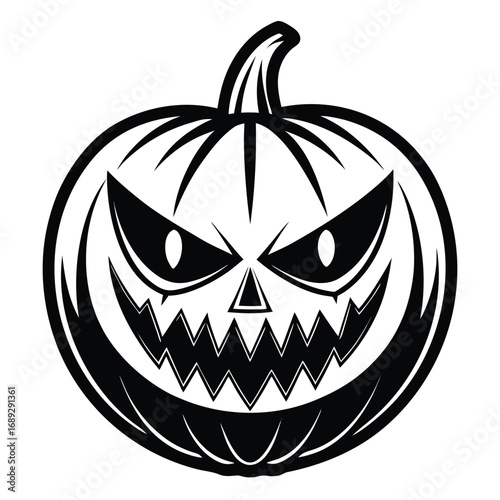 Spooky Black and White Halloween Jack O Lantern Face Design Keywords: halloween, jack o lantern