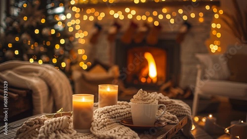 A cozy living room during Christmas,