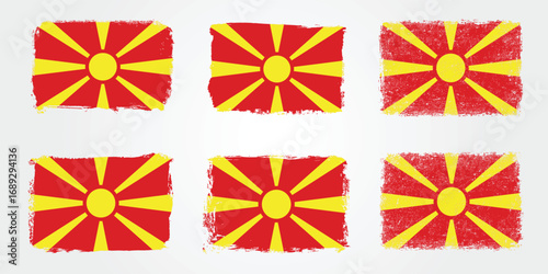 North Macedonia flag in artistic brush stroke styles