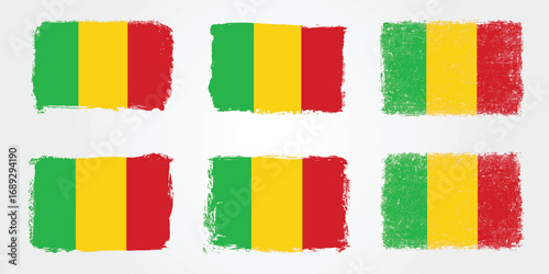 Mali flag in brush stroke grunge style