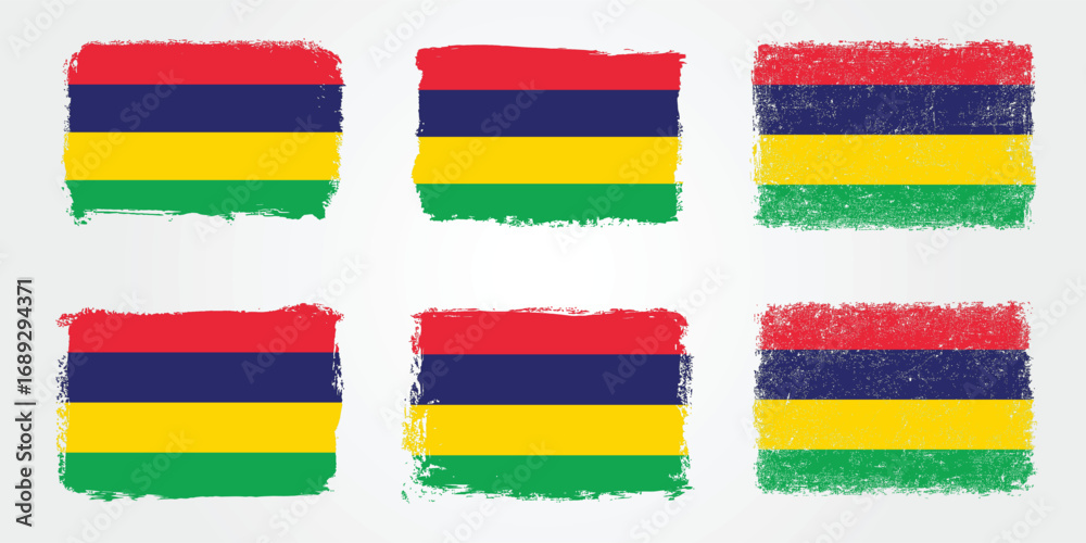 Obraz premium Grunge textured Mauritius flag collection in brush style