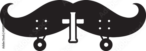Black mustache skateboard design with cross for no shave november