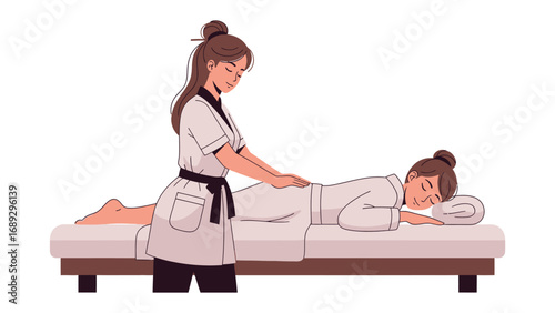 Skilled therapist provides relaxing massage therapy to a patient lying on a massage table