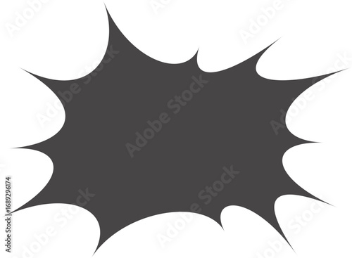 Comic speech bubble frame for text. Cartoon box for dialog and chat with explosion effect. Anime and manga cloud for messages and sale. Design element