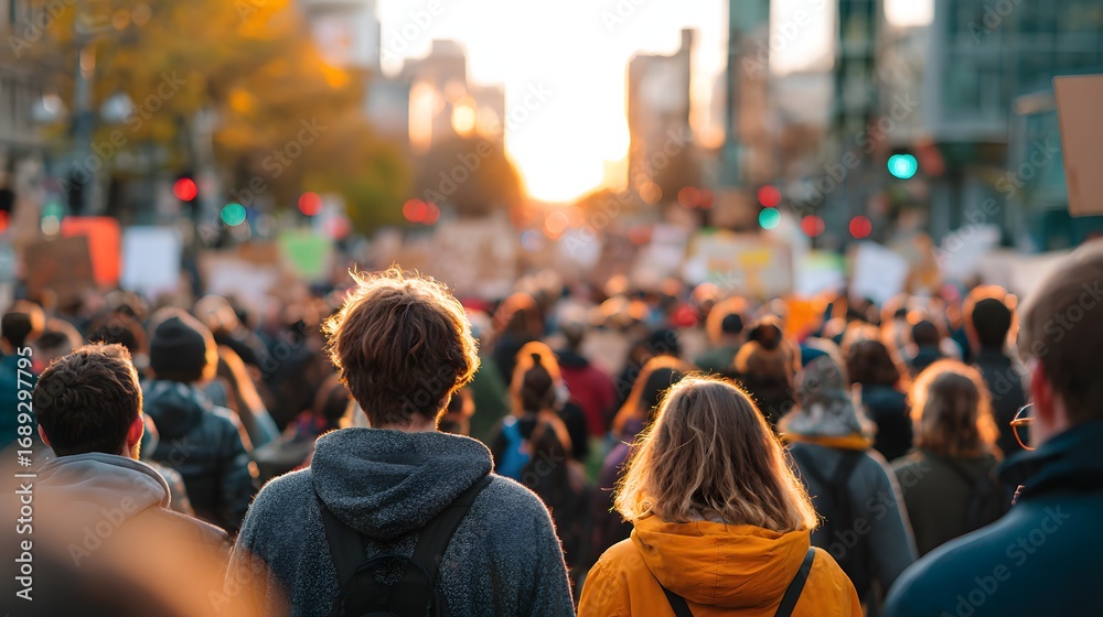 custom made wallpaper toronto digitalDiverse Crowd Participating in Peaceful Protest at Sunset in Urban Environment