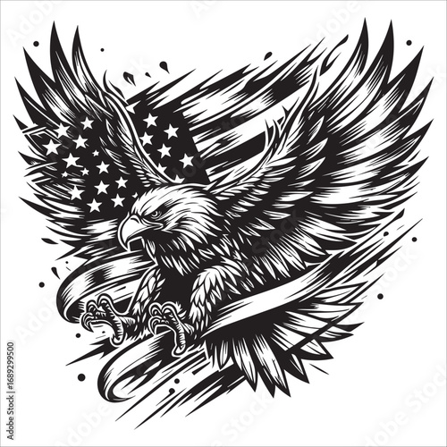 Eagle with American flag background