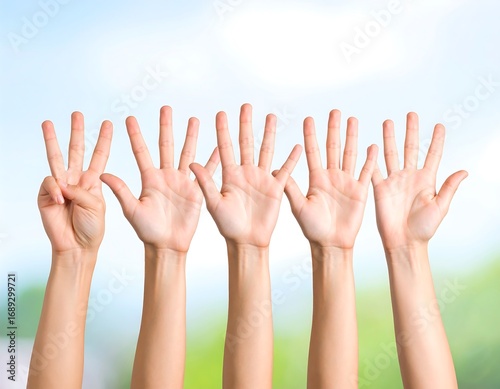 Hands showing numbers