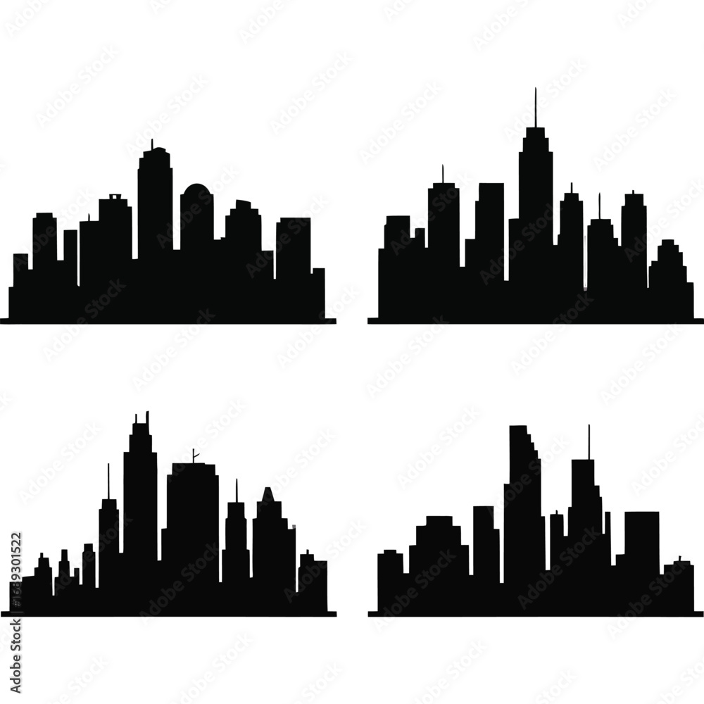 Naklejka premium New York City's skyline silhouette at night with its towering skyscrapers, a striking urban cityscape panorama