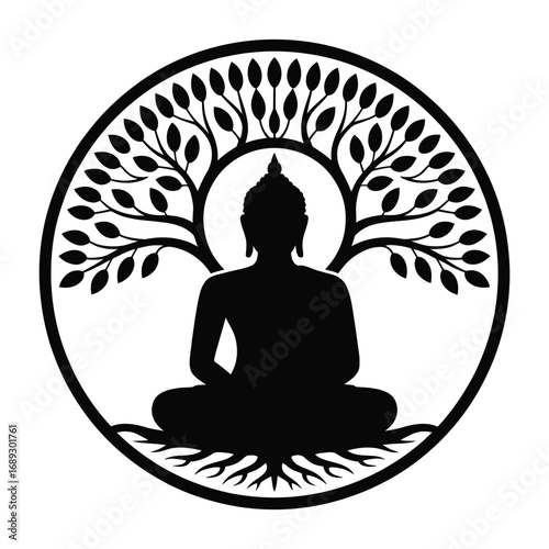 Lotus pose silhouette of a woman meditating with spiritual peace