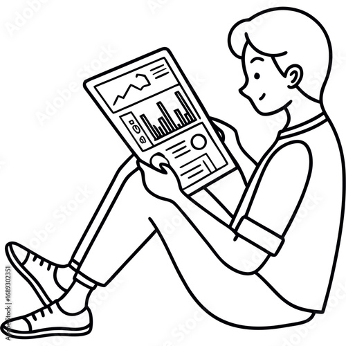 man reading a market newspaper