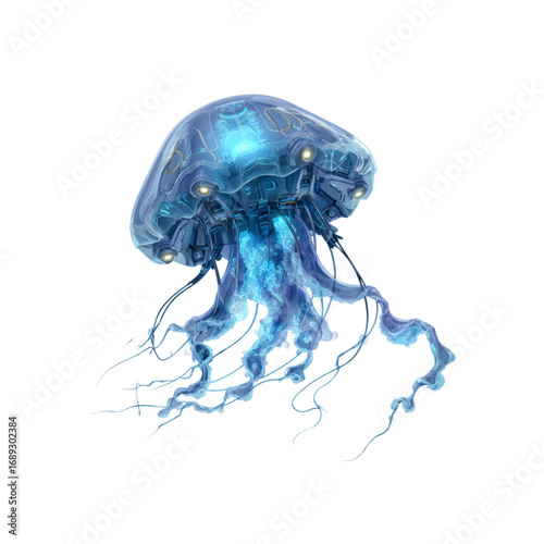 Futuristic Bio-Mechanical Jellyfish Drone Sci-Fi Aquatic Robot