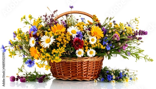 Colorful wildflowers in a basket