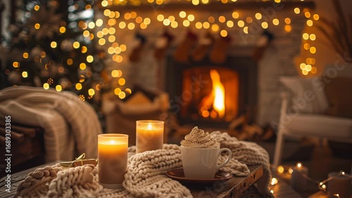 A cozy living room during Christmas,