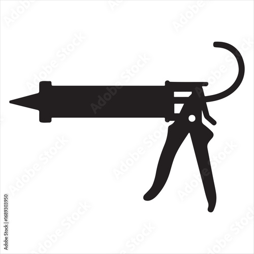 Black silhouette of a caulk gun tool for construction and home improvement projects