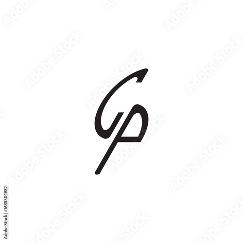 curved oval shape alphabet initial logo vector LP gaming monogram Black  letter