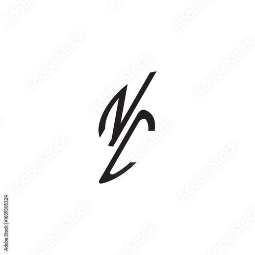 curved oval shape alphabet initial logo vector NC gaming monogram Black  letter