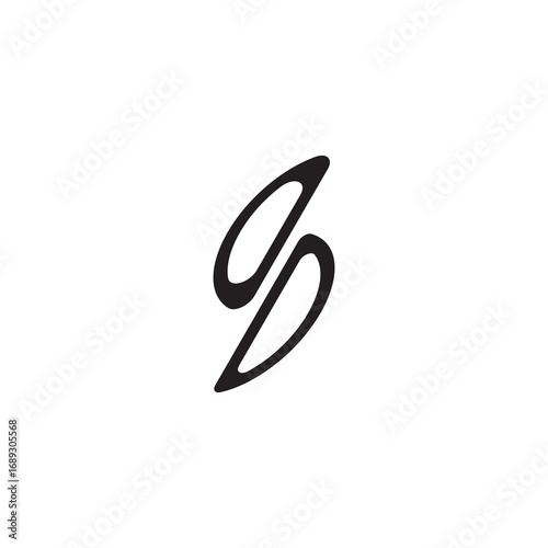 curved oval shape alphabet initial logo vector OD gaming monogram Black  letter