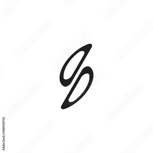 curved oval shape alphabet initial logo vector OO gaming monogram Black  letter