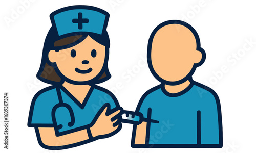 Nurse Administering Vaccination to Patient Vector Icon