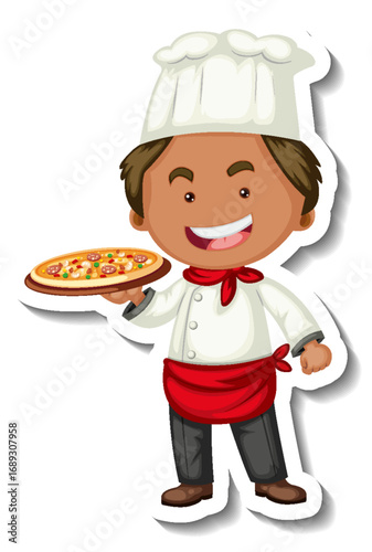chef holding a pizza