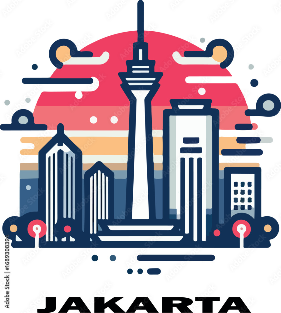 Obraz premium Jakarta indonesia logo icon vector white background .