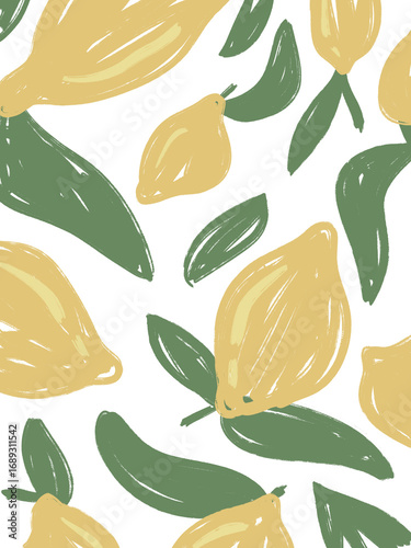 hand drawn lemons background in grunge style   