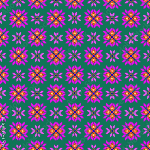 seamless pattern with pink flowers