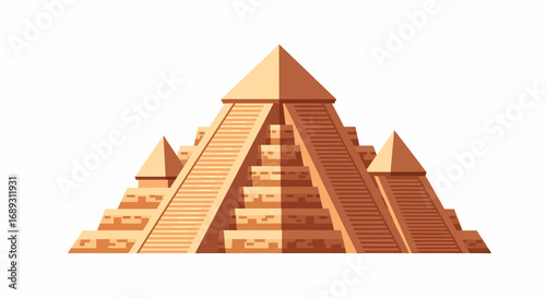 Flat vector illustration of a Mayan pyramid with steps