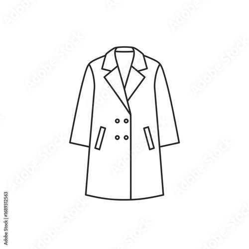 Double Breasted Overcoat Line Drawing Illustration