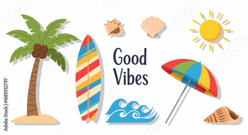 Flat Vector Summer Vibes Illustration