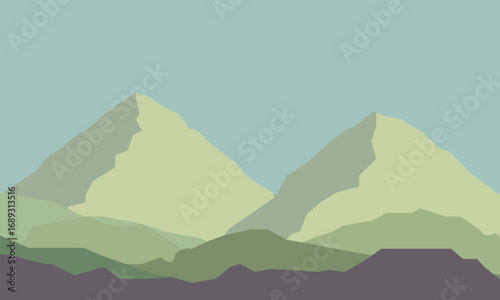 Illustration of a Mountain Panorama in the Morning