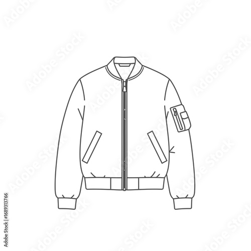 Gray Scale Bomber Jacket Technical Drawing