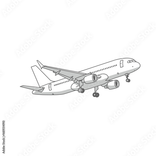 Grey Airplane Taking Off Illustration