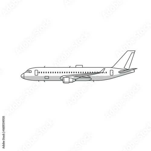 Grey and White Airplane Line Art Illustration