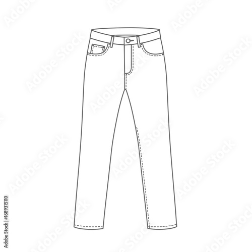 Grey Jeans Line Art Illustration