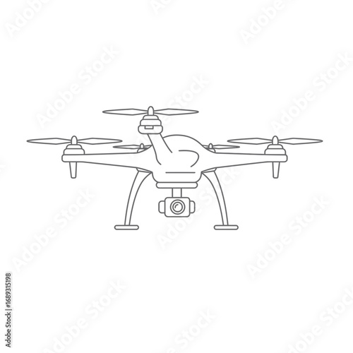 Grey Line Art Quadcopter Drone Illustration
