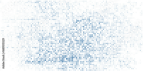 Abstract geometric blue background frame. Vector texture of chaotic hexagons, particles, fragments. A group of cells, an information grid. Banner for business, technology, medicine, presentations.
