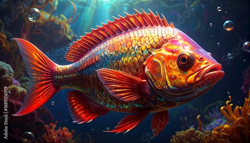 Vibrant underwater fish illustration