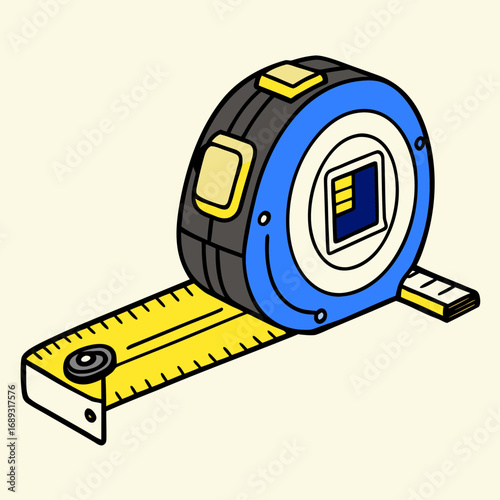 Tape measure, colorful style, measuring tool, playful illustration