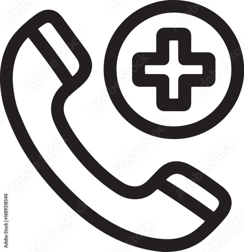 Vector art of phone handset with plus sign icon