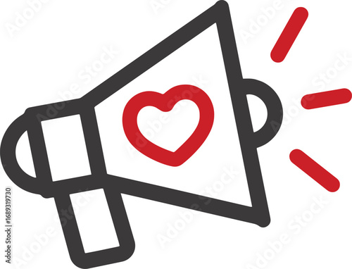 Vector art of megaphone with heart icon