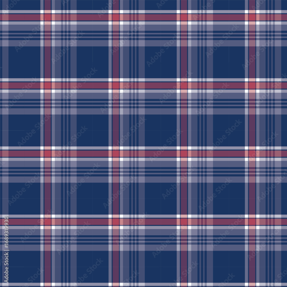 Fototapeta premium Classic Plaid Fabric Texture in Blue, Red, and White