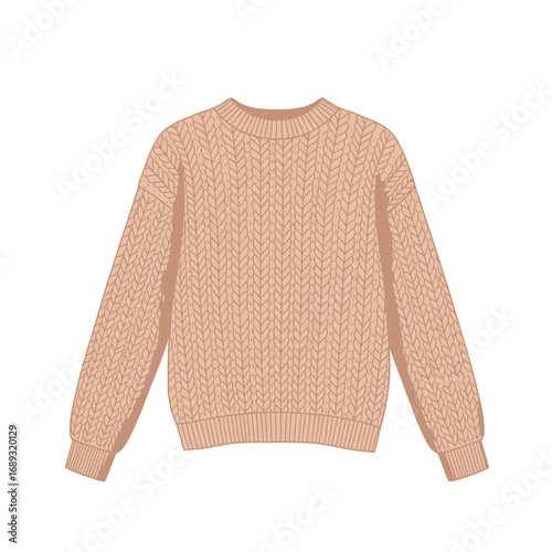 Pale Pink Knit Sweater on White Background