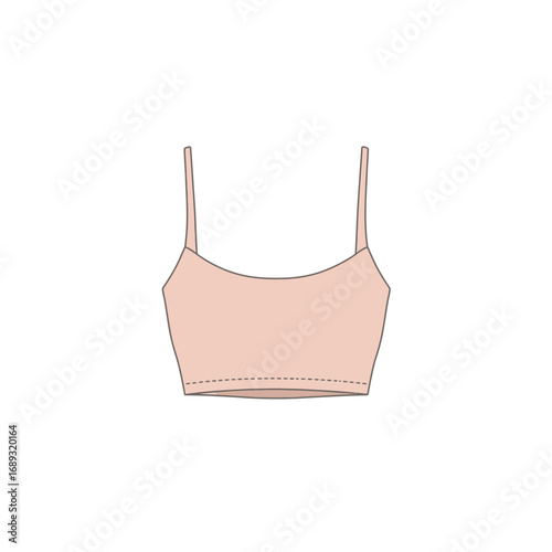 Peach Colored Sleeveless Crop Top Flat Lay