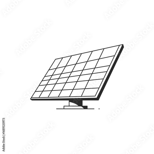 Solar Panel Illustration: Monochrome Grid Design