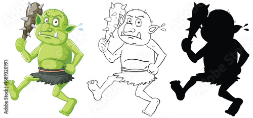 Fun running boy zombie Halloween character illustration drawing