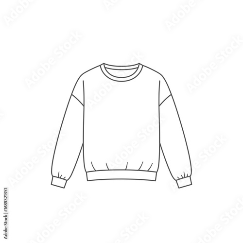 White Crewneck Sweatshirt Line Drawing